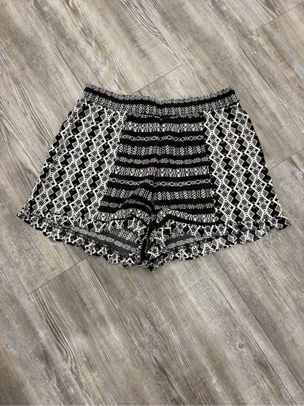 No Boundaries Black and White Pattern Print Shorts